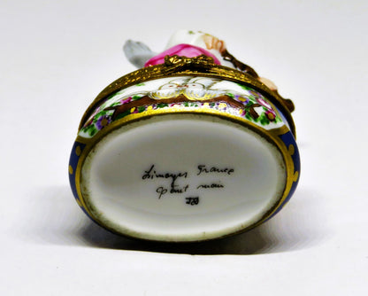 LIMOGES FRANCE BOX - CHRISTMAS - ANGEL & VIOLIN - FLOWERS & DOVES & STARS