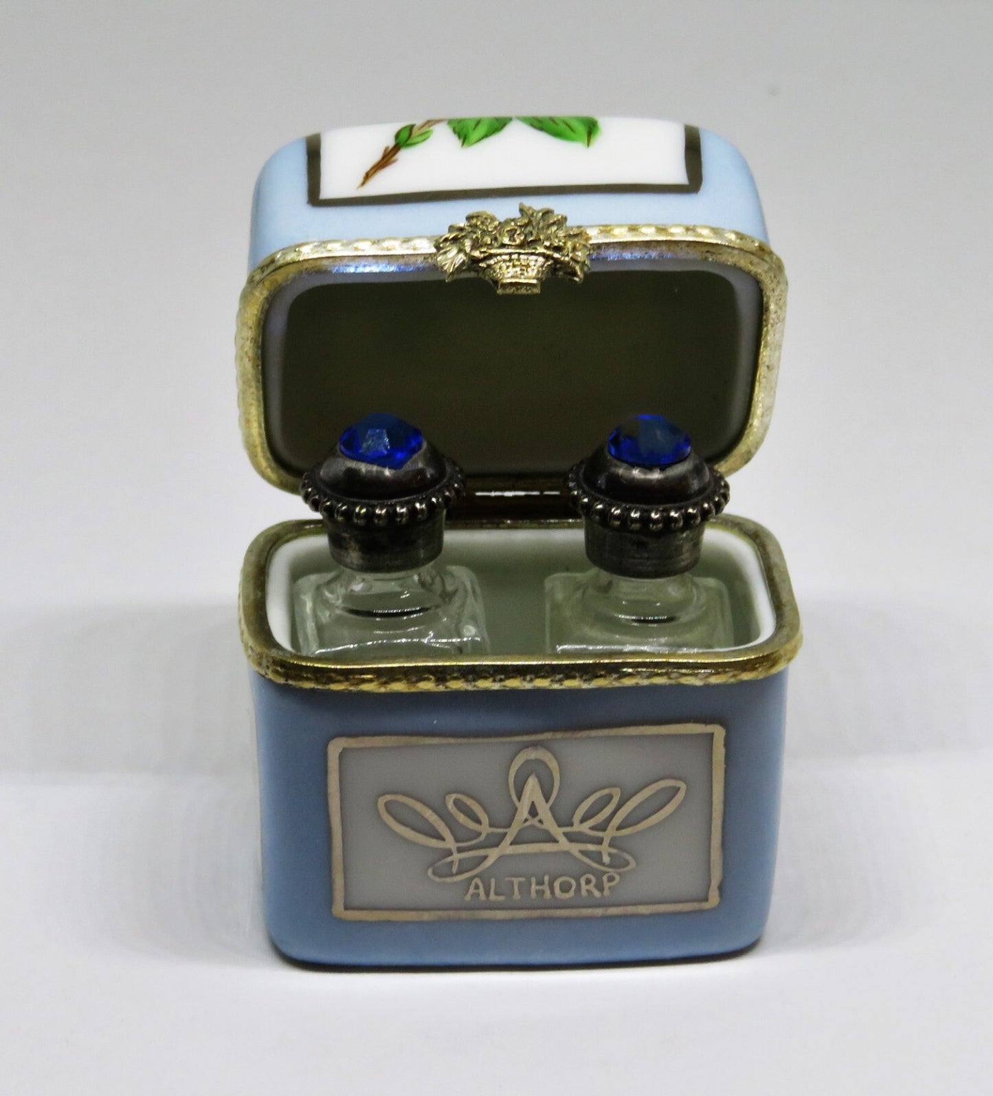 LIMOGES BOX - PRINCESS DIANA - ALTHORP MEMORIAL ROSE CHEST & 2 PERFUME BOTTLES