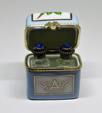 LIMOGES BOX - PRINCESS DIANA - ALTHORP MEMORIAL ROSE CHEST & 2 PERFUME BOTTLES