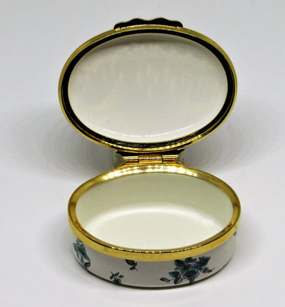 HALCYON DAYS ENAMEL BOX - ANTIQUE REPRODUCTION - WHIMSICAL COURTING DOGS - LOVE