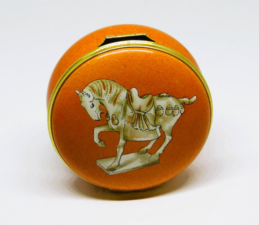 HALCYON DAYS ENAMEL BOX - TANG DYNASTY HORSE - CHINESE ART - ASHMOLEAN MUSEUM