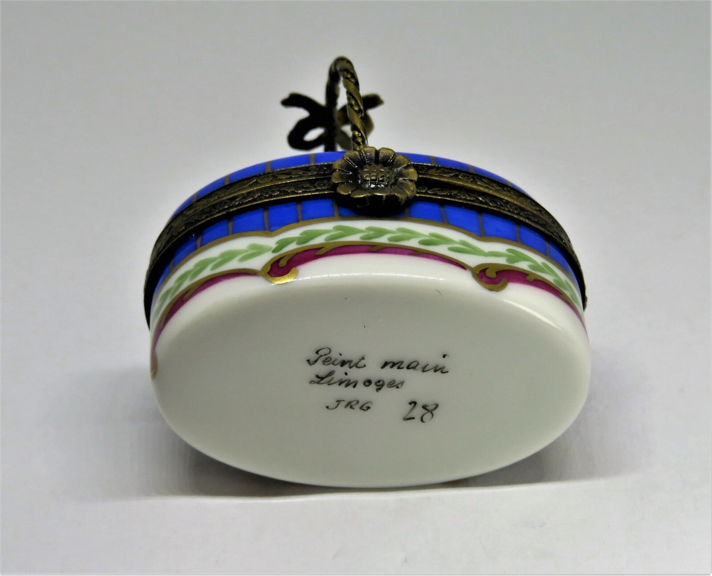 LIMOGES FRANCE BOX-  SEVRES STYLE FLORAL BASKET - FLOWERS - ROSES - FLOWER CLASP