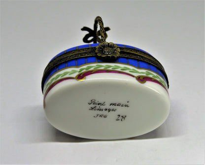 LIMOGES FRANCE BOX-  SEVRES STYLE FLORAL BASKET - FLOWERS - ROSES - FLOWER CLASP