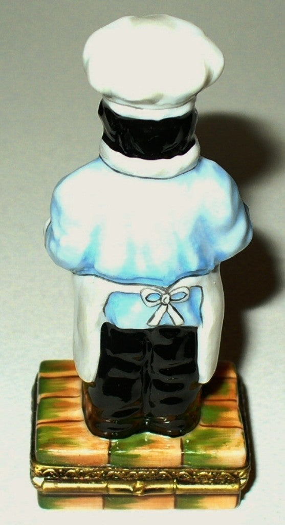 LIMOGES BOX -ELDA- FRENCH CHEF WITH A PLATTER OF FISH - GUY BUFFET STYLE