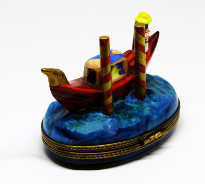 LIMOGES FRANCE BOX- GERARD RIBIERRE - GONDOLA & 3D CARNIVAL MASK INSIDE - VENICE