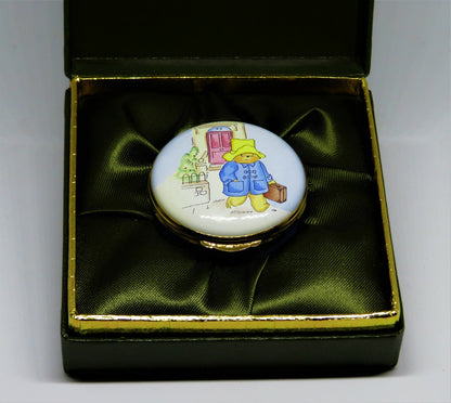 CRUMMLES ENGLISH ENAMEL BOX- PADDINGTON BEAR & SUITCASE - CHILDREN'S BOOKS - MIB