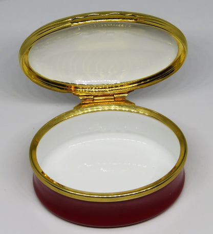 HALCYON DAYS ENAMEL BOX - "SEASONS GREETINGS" - CHRISTMAS WREATH - MISTLETOE
