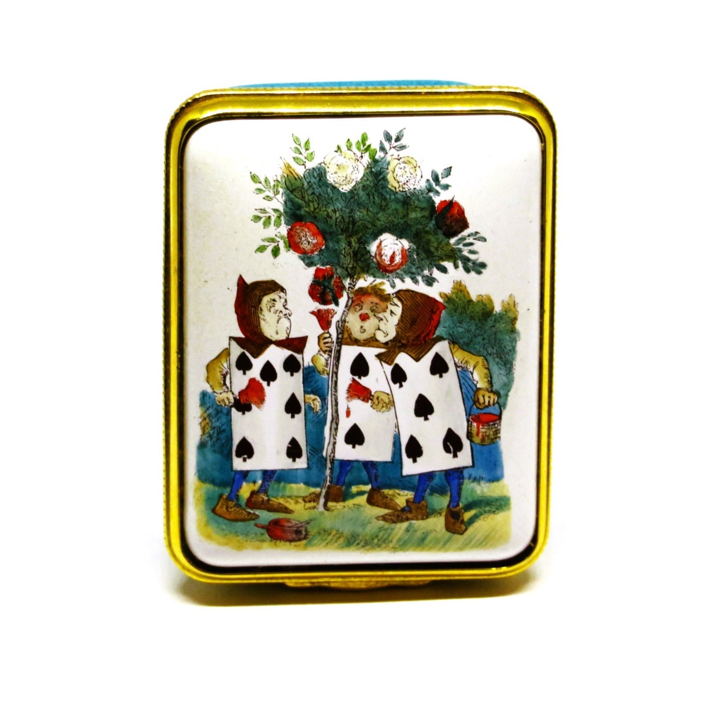 HALCYON DAYS ENAMEL BOX- ALICE IN WONDERLAND -PAINTING THE QUEEN'S ROSES RED- LE