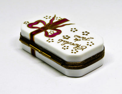 LIMOGES GIFT BOX & CHOCOLATS DE PARIS CANDY TRUFFLES ~ BOW ~ ANNIVERSARY