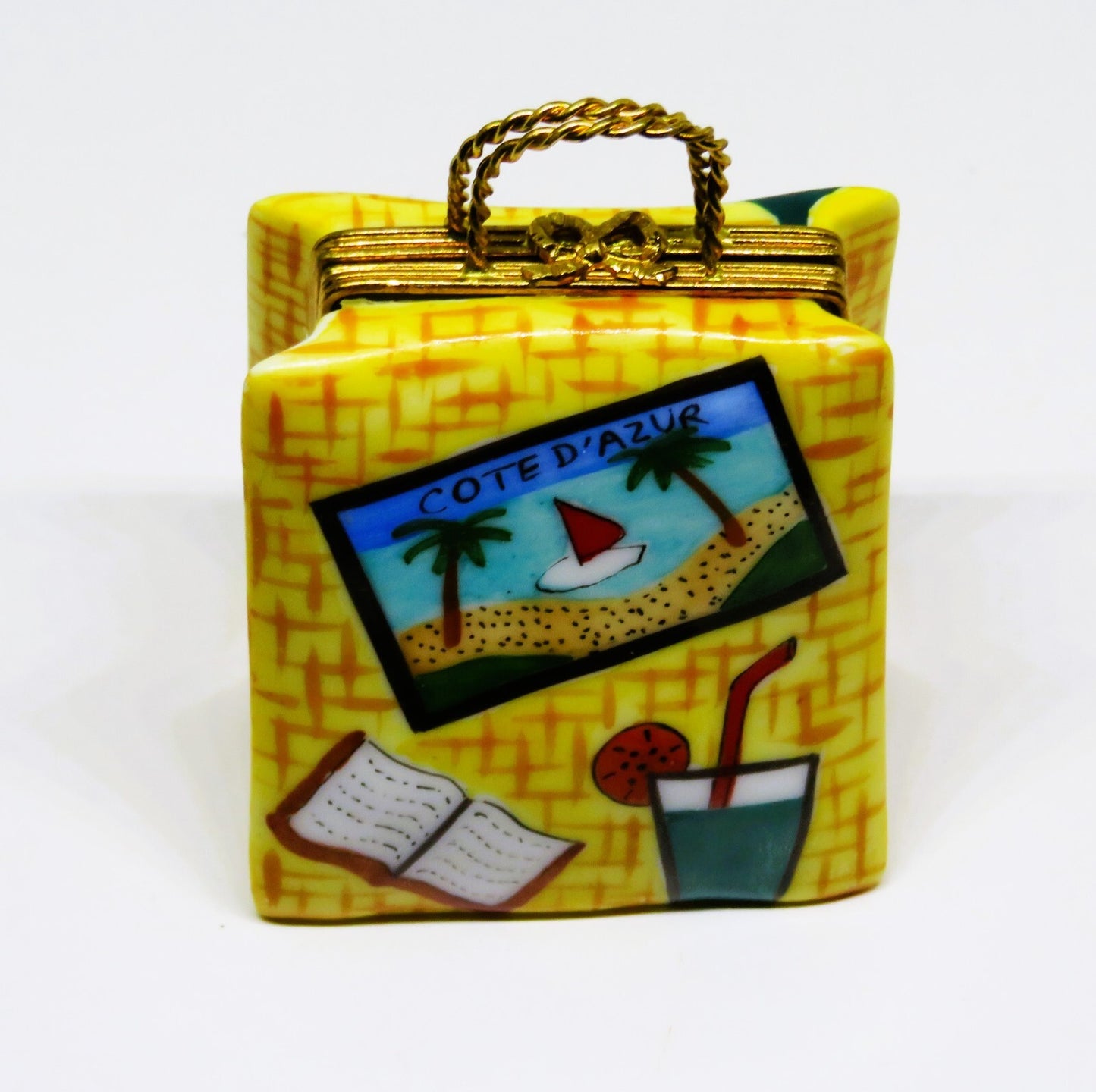 LIMOGES BOX~ LIMOGES IMPORTS ~ STRAW BEACH BAG ~ PURSE/TOTE BAG ~ FRENCH RIVIERA