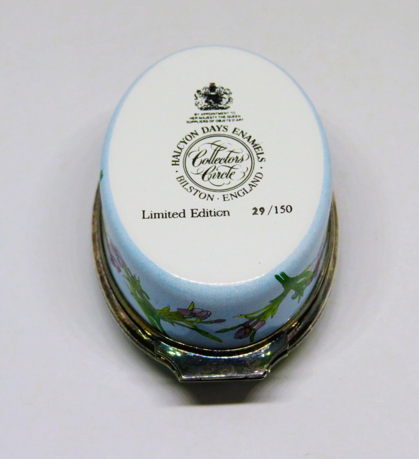 HALCYON DAYS ENAMEL BOX - ACTRESS SARAH BERNHARDT -IRISES- ALPHONSE MUCHA POSTER
