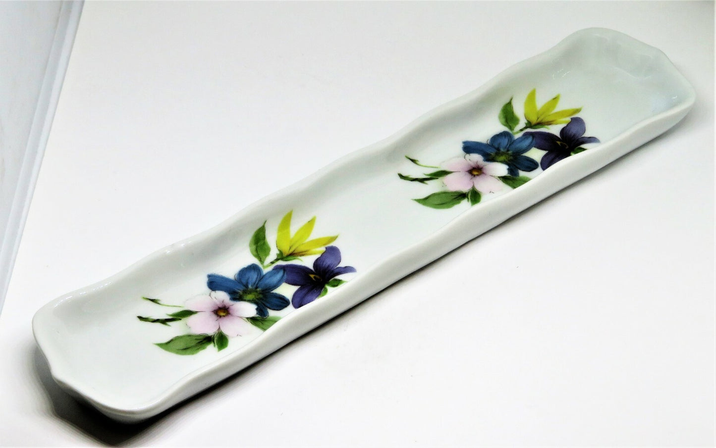 LIMOGES FRANCE - TWO RELISH TRAYS - TRINKET DISH - FLOWERS - ROCHARD