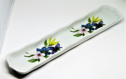 LIMOGES FRANCE - TWO RELISH TRAYS - TRINKET DISH - FLOWERS - ROCHARD