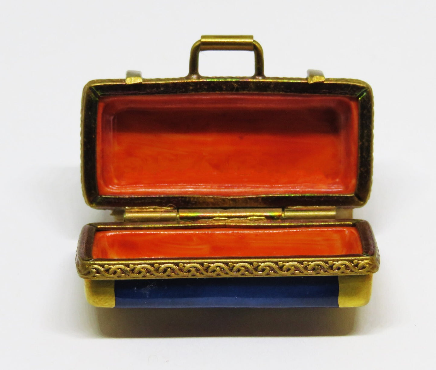 LIMOGES BOX ~PARRY-VIEILLE~ VINTAGE CASE & BLUES HARMONICA ~ MUSICAL INSTRUMENTS