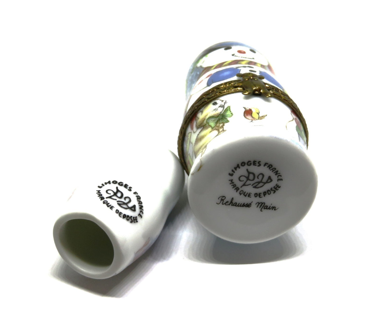 LIMOGES BOX - PARRY-VIEILLE - CHRISTMAS - NESTING SNOWMAN & LADY SET - 2 PIECES