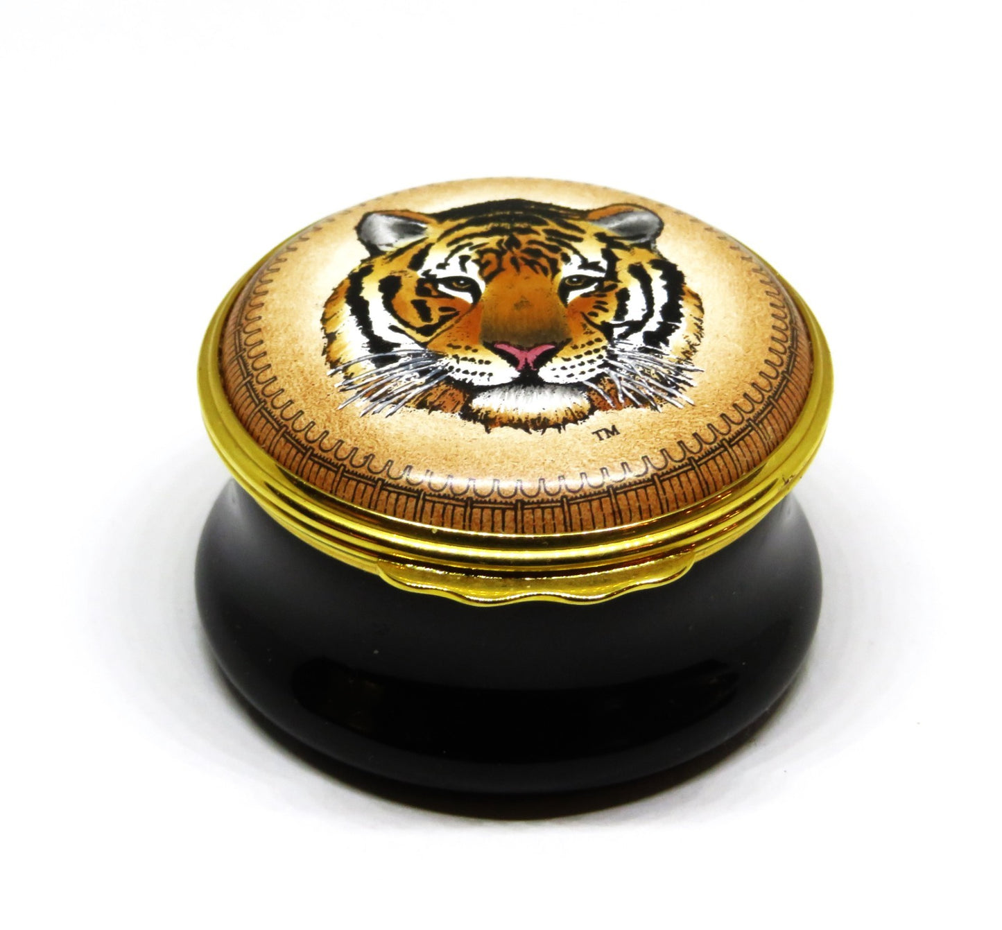 HALCYON DAYS ENAMEL BOX - PRINCETON UNIVERSITY -TIGER MASCOT- LATIN SEAL & MOTTO