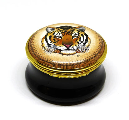 HALCYON DAYS ENAMEL BOX - PRINCETON UNIVERSITY -TIGER MASCOT- LATIN SEAL & MOTTO