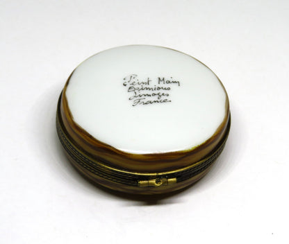 LIMOGES BOX ~EXIMIOUS~ LEMON TART & POWDERED SUGAR ~DESSERT~ PASTRY ~PEINT MAIN