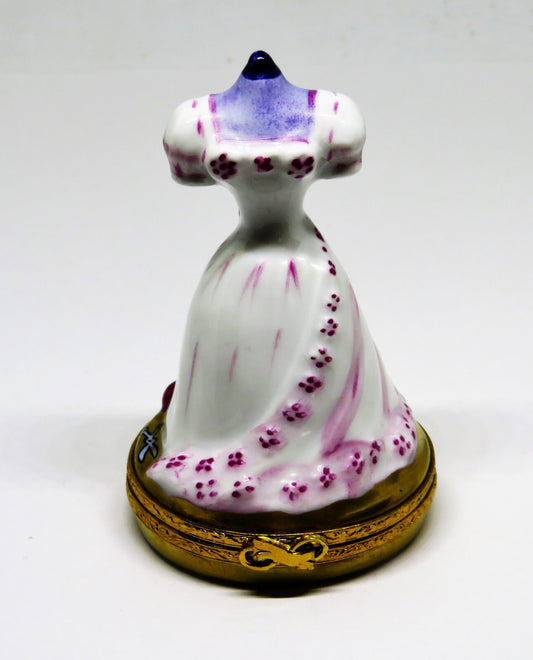 LIMOGES BOX ~ARTORIA~ PROM DRESS ON A MANNEQUIN ~ SEWING ~ SCISSORS ~ PEINT MAIN
