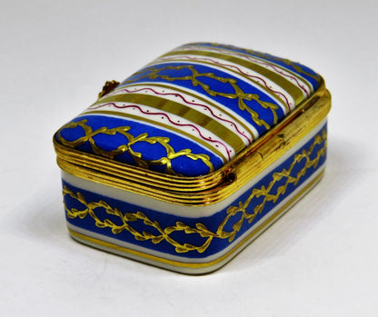 LIMOGES FRANCE BOX - LE TALLEC - BLUE & GOLD RECTANGLE - GRIGNAN BLEUE - 1948