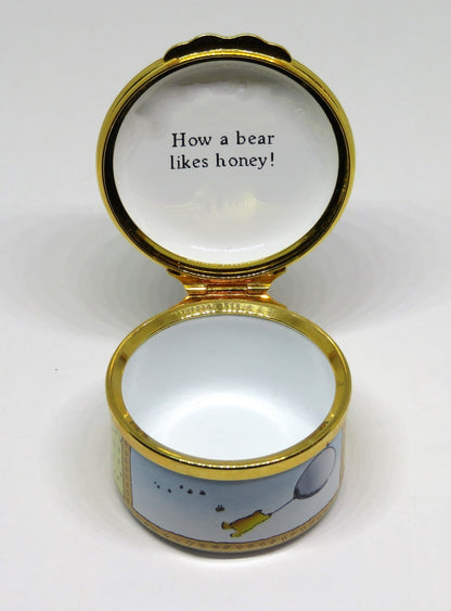 HALCYON DAYS ENAMEL BOX - WINNIE THE POOH - DISNEY - HOW A BEAR LIKES HONEY!