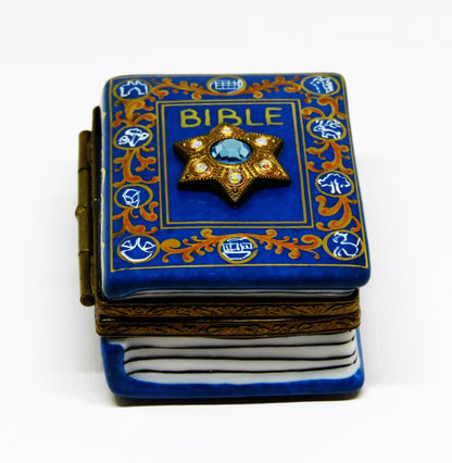 LIMOGES FRANCE BOX - LA VIE EN ROSE - HEBREW BIBLE - HANUKKAH DREIDEL - JUDAICA