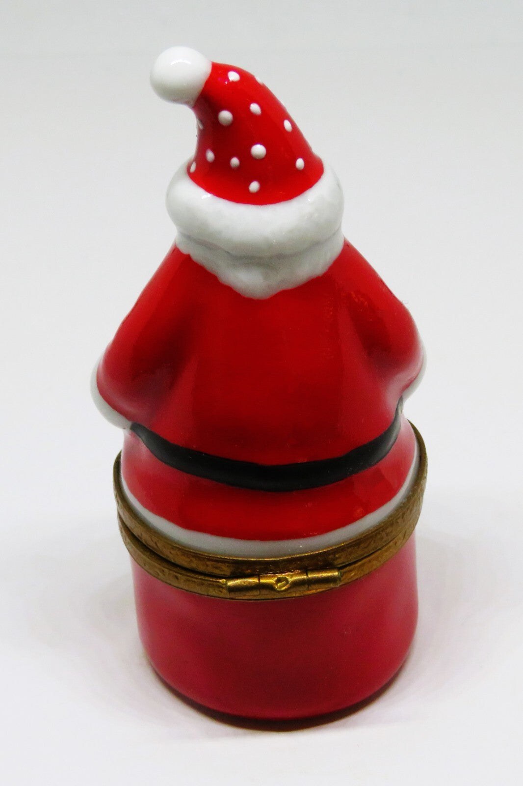 LIMOGES FRANCE BOX - CHRISTMAS - SANTA CLAUS - WREATH CLASP - HAT & HOLLY INSIDE
