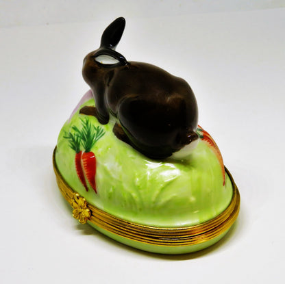 LIMOGES FRANCE BOX - TIFFANY & CO. - VINTAGE EASTER BUNNY - TURNIP & CARROTS