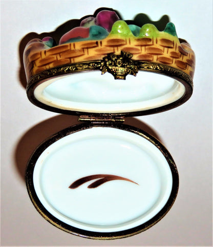 LIMOGES FRANCE BOX - 'WICKER' BASKET & VEGETABLES - CORN & CARROTS & TOMATOES