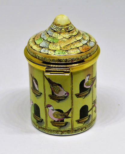 STAFFORDSHIRE ENGLISH ENAMEL BOX - DOVECOTE - BIRD HOUSE- PIGEONS - MIB