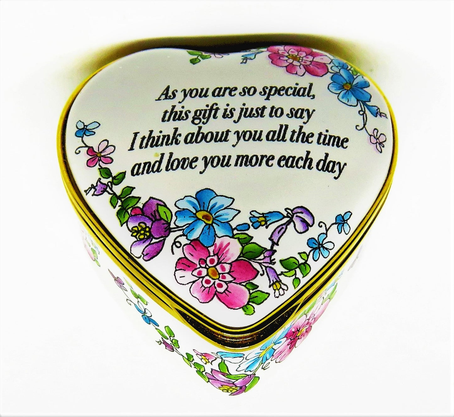 HALCYON DAYS ENAMEL BOX - HEART & FLOWERS -"YOU ARE SO SPECIAL"- ANNIVERSARY