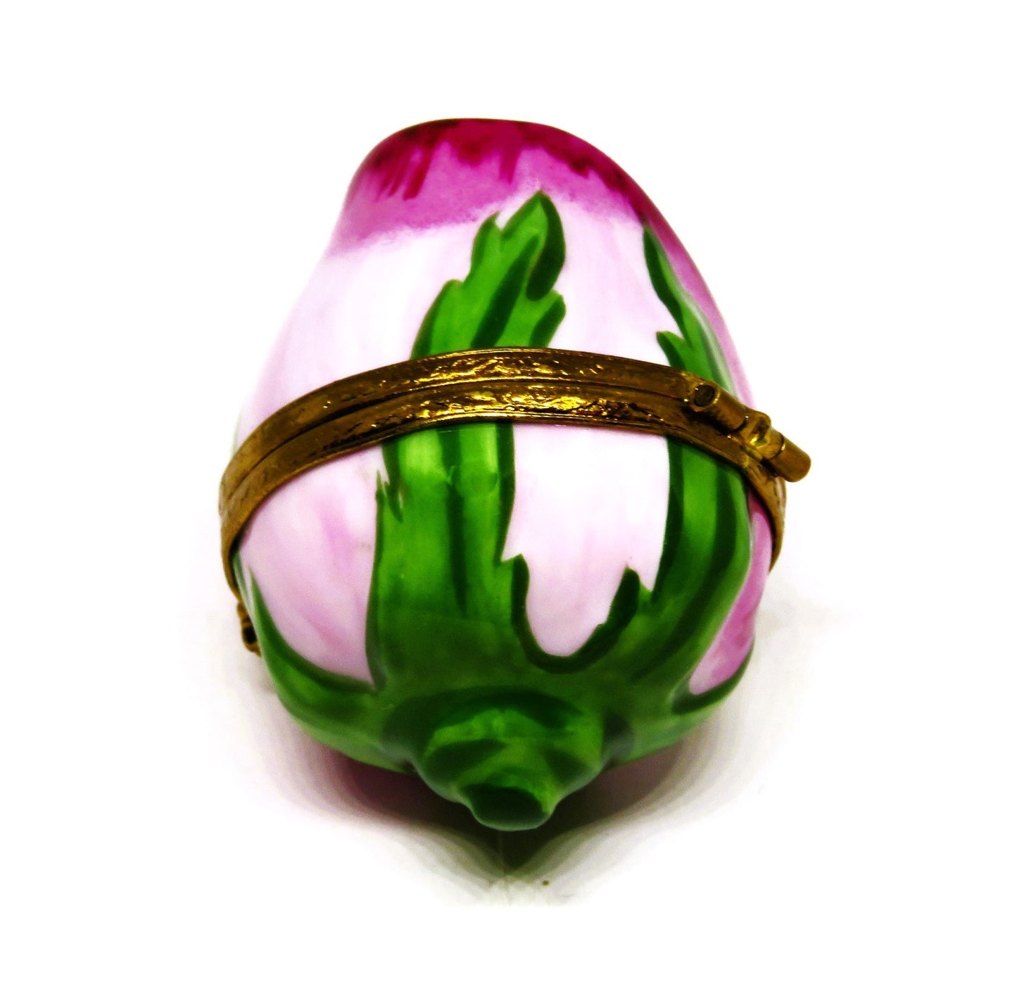 LIMOGES FRANCE BOX - ARTORIA - PINK ROSEBUD & LEAVES - FLOWERS - LE #159