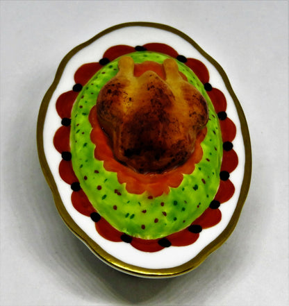 LIMOGES FRANCE BOX - PARRY-VIEILLE - THANKSGIVING - TURKEY ON A PLATTER & KNIFE
