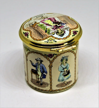 HALCYON DAYS ENAMEL BOX - "CRIES OF LONDON" - 18TH CENTURY STREET VENDORS