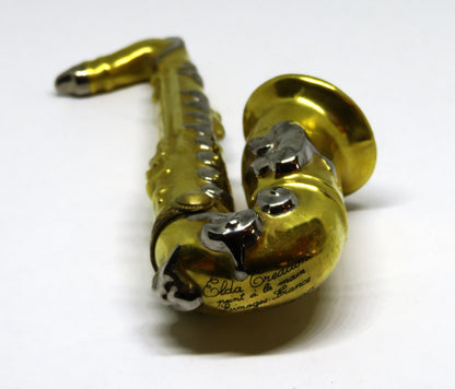 LIMOGES FRANCE BOX ~ ELDA ~ GOLD JAZZ SAXOPHONE ~MUSICAL INSTRUMENT~ LE 15/500