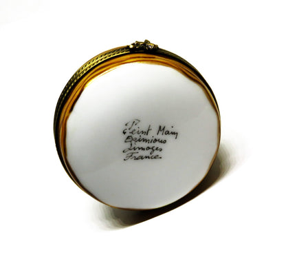 LIMOGES BOX ~EXIMIOUS~ LEMON TART & POWDERED SUGAR ~DESSERT~ PASTRY ~PEINT MAIN
