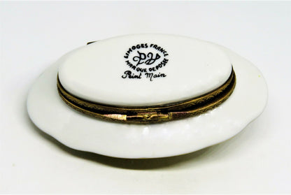 LIMOGES FRANCE BOX - PARRY-VIEILLE - THANKSGIVING - TURKEY ON A PLATTER & KNIFE