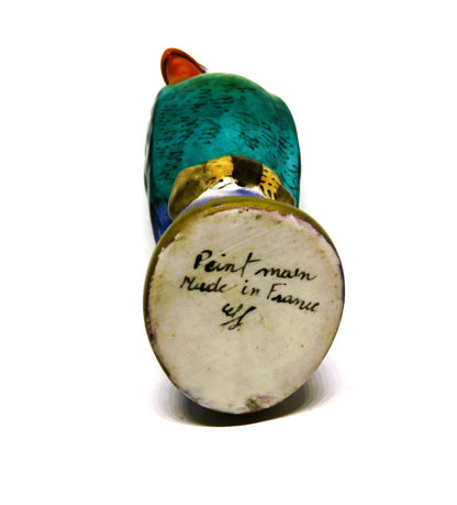 LIMOGES FRANCE BOX ~ LARGE VINTAGE PARROT ON A PERCH ~ PERFUME BOTTLE ~ BIRD