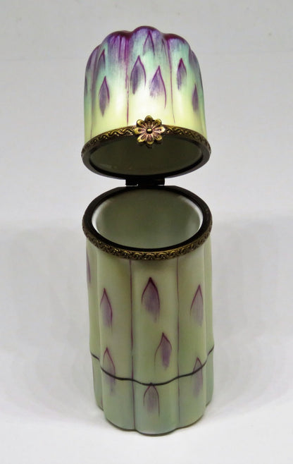 LIMOGES FRANCE BOX~ PARRY-VIEILLE ~ BUNCH OF ASPARAGUS ~ VEGETABLES ~ PEINT MAIN
