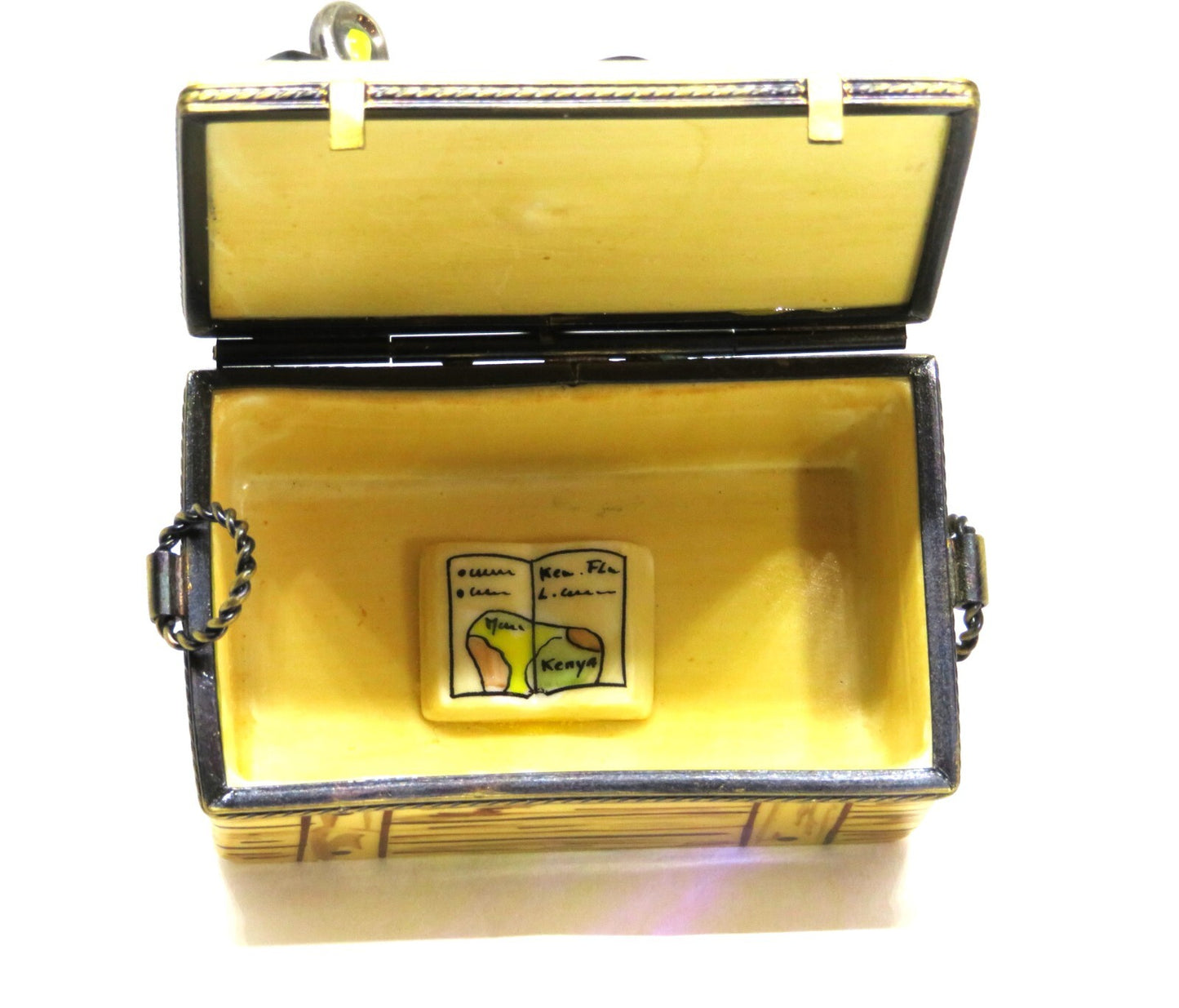 LIMOGES BOX - EXIMIOUS - AFRICAN SAFARI TRAVEL TRUNK - CAMERA & MAP & BINOCULARS