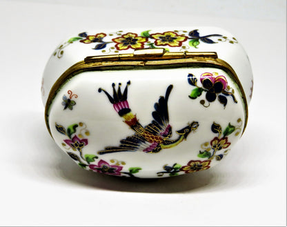 LIMOGES BOX- LE TALLEC -VINTAGE CASKET- BAYEUX - BIRD & FLOWERS & BUTTERFLY 1967