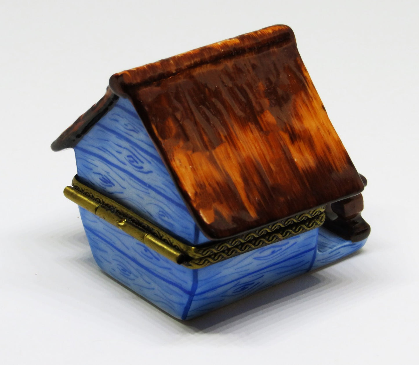 LIMOGES BOX ~ EXIMIOUS ~ BIRD HOUSE & PORCH & RAILING ~ NEST & EGGS ~ PEINT MAIN