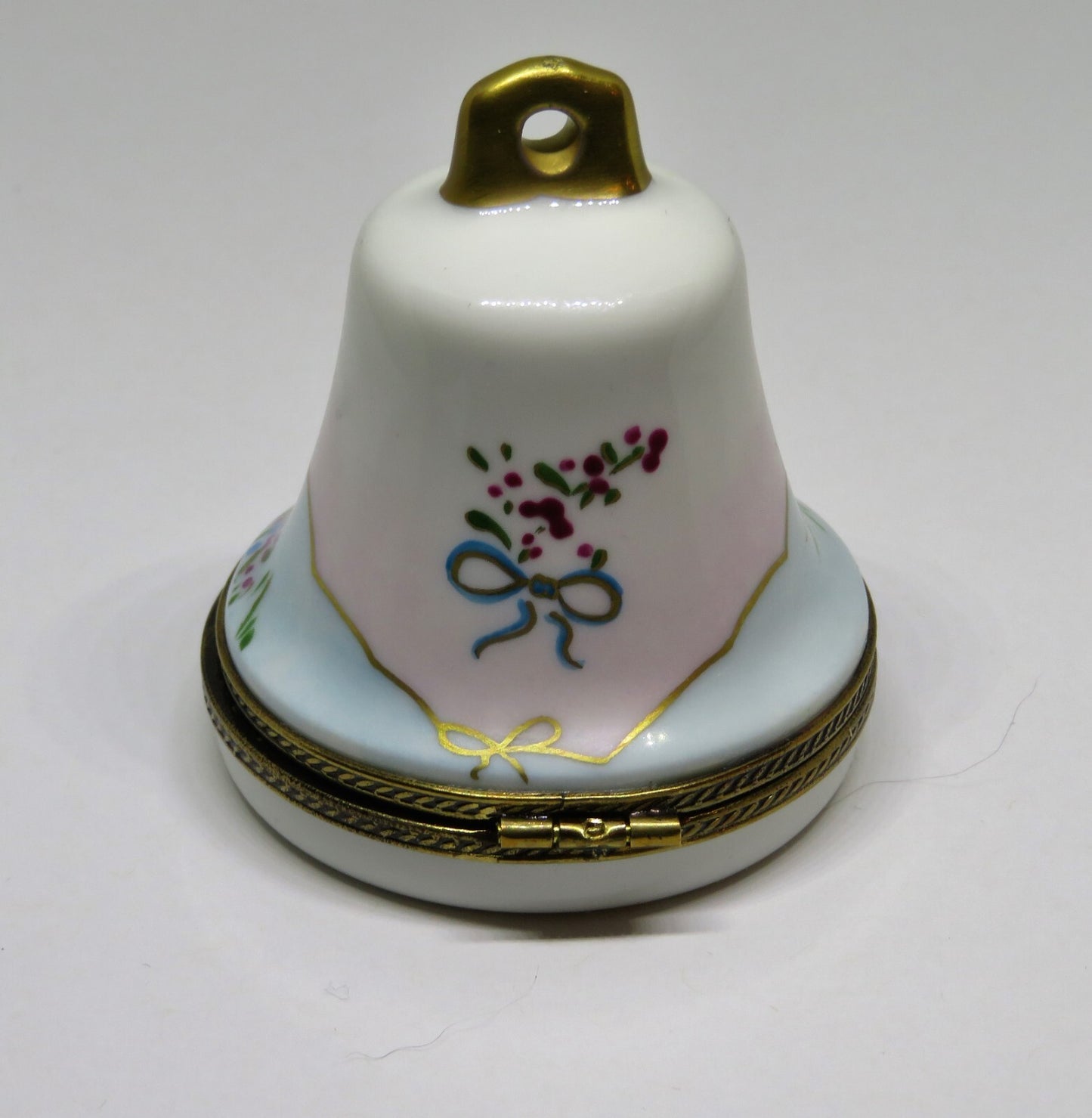 LIMOGES FRANCE BOX -CHAMART- WEDDING BELL -LILY OF THE VALLEY FLOWERS & 3D BIRDS