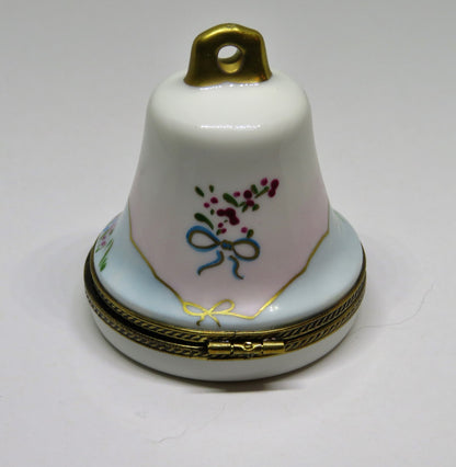 LIMOGES FRANCE BOX -CHAMART- WEDDING BELL -LILY OF THE VALLEY FLOWERS & 3D BIRDS