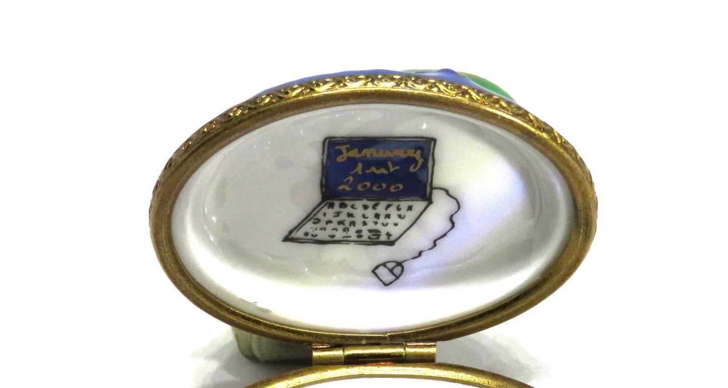 LIMOGES FRANCE BOX - PARRY-VIEILLE - Y2K BUG & COMPUTER CHIP - YEAR 2000 - RARE!