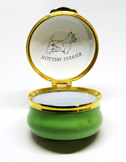 CRUMMLES ENGLISH ENAMEL BOX - SCOTTISH TERRIER PUPPY - DOG - SCOTTY - SCOTTIE