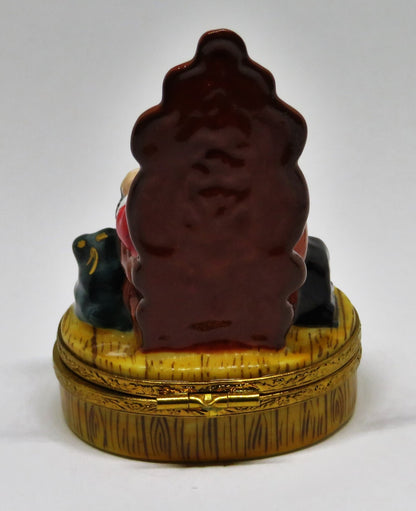 LIMOGES FRANCE BOX - SANTA CLAUS IN A CHAIR - NAUGHTY/NICE LIST - CHRISTMAS