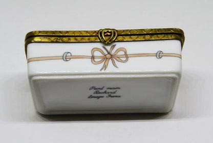 LIMOGES FRANCE BOX ~ ROCHARD ~ 3 LITTLE ANGELS ~ PINK HEARTS ~ "GOD BLESS YOU!"