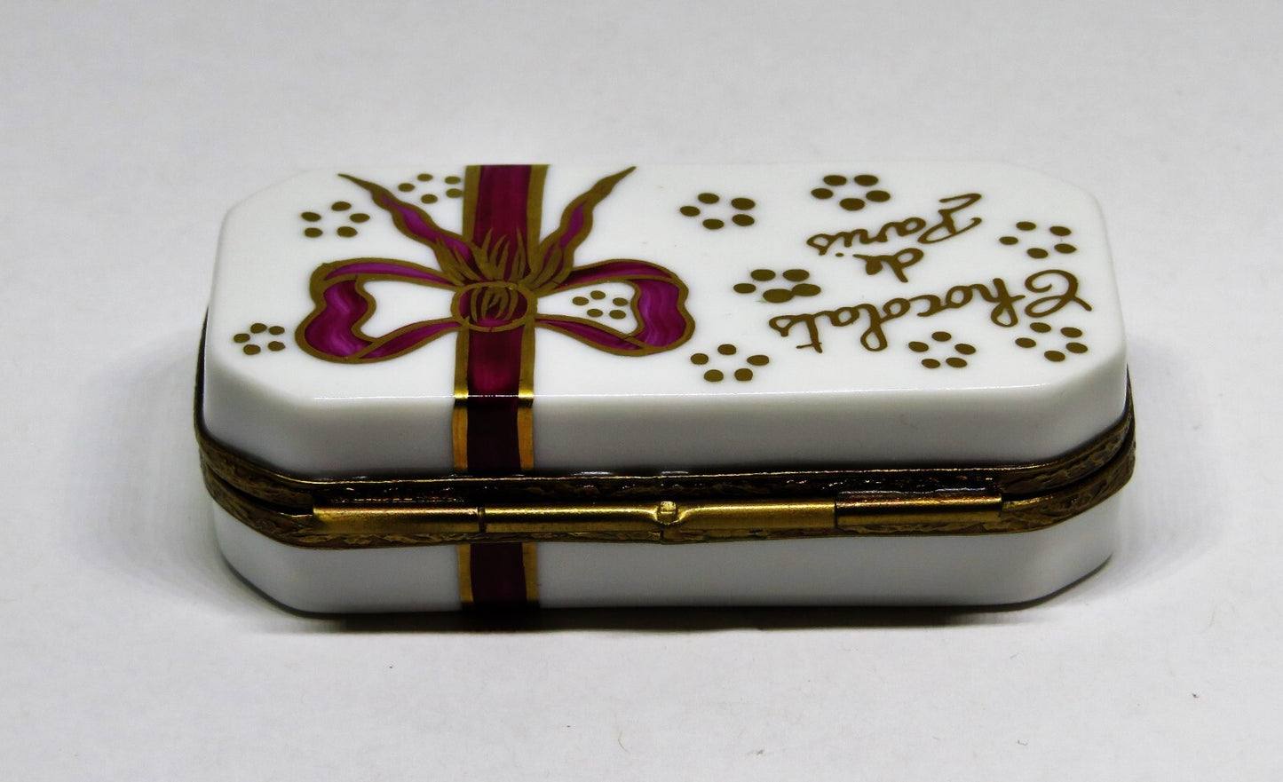 LIMOGES GIFT BOX & CHOCOLATS DE PARIS CANDY TRUFFLES ~ BOW ~ ANNIVERSARY