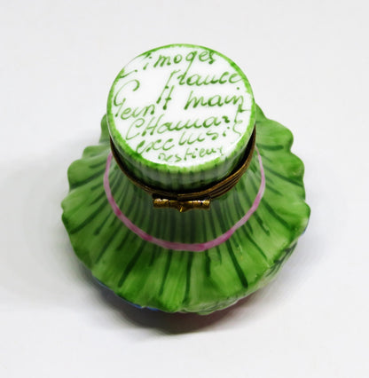 LIMOGES FRANCE BOX~ CHAMART ~ BOUQUET OF FLOWERS ~PINK RIBBON & BOW~ ANNIVERSARY